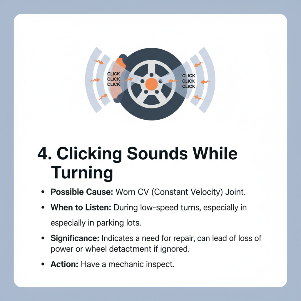 4. Clicking Sounds While Turning - Car Sounds to Watch Out for When Taking a Used Car on a Test Drive