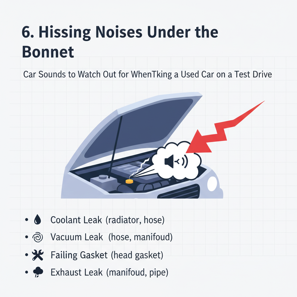 6. Hissing Noises Under the Bonnet - Car Sounds to Watch Out for When Taking a Used Car on a Test Drive