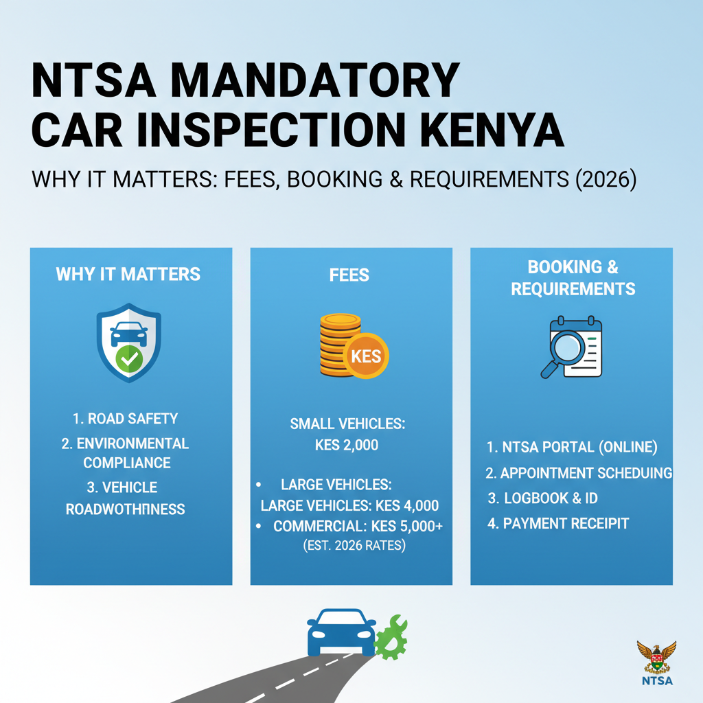 Why NTSA Mandatory Car Inspection Kenya: Full Guide to Fees, Booking & Requirements (2026) Matters - NTSA Mandatory Car Inspection Kenya: Full Guide to Fees, Booking & Requirements (2026)