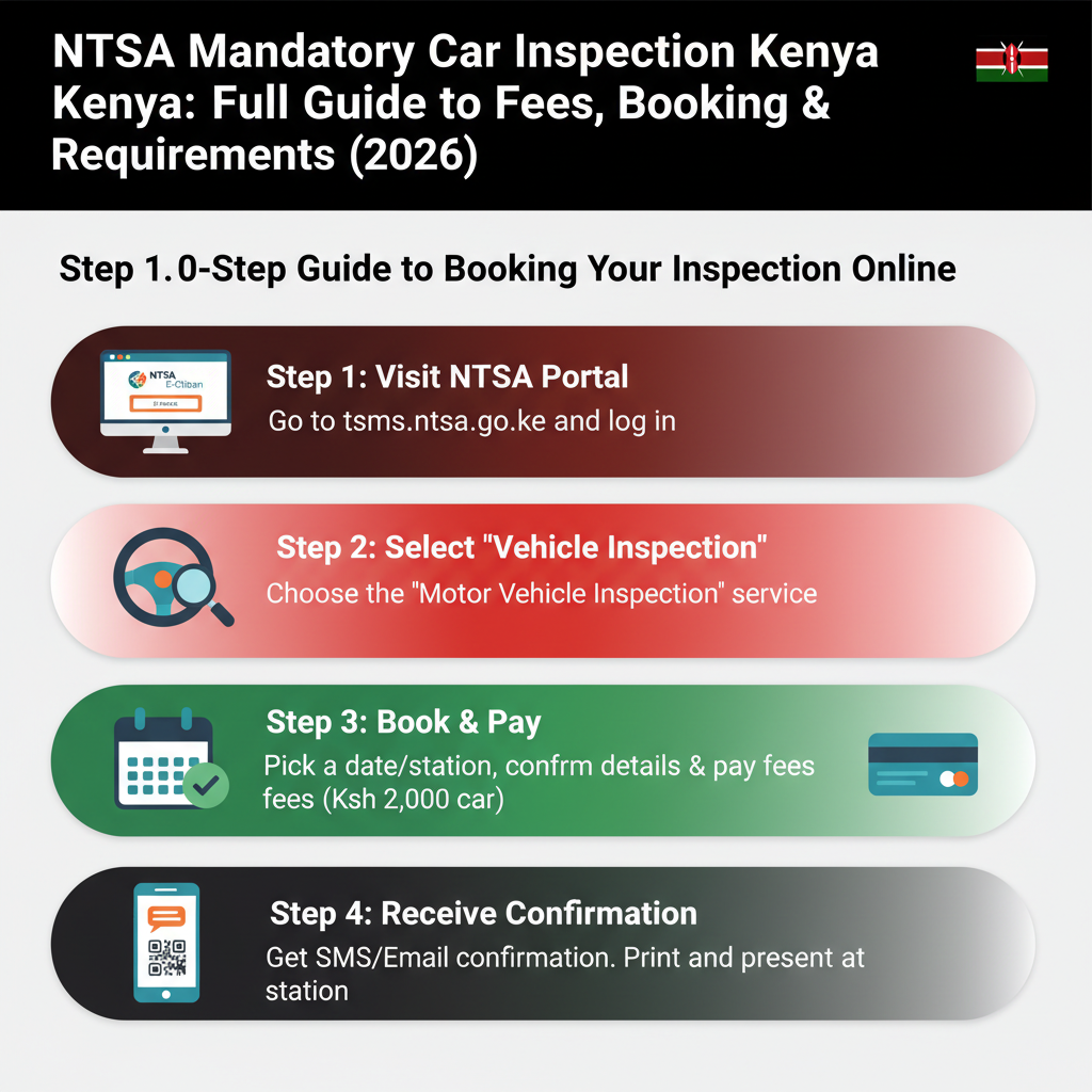 Step-by-Step Guide to Booking Your Inspection Online - NTSA Mandatory Car Inspection Kenya: Full Guide to Fees, Booking & Requirements (2026)