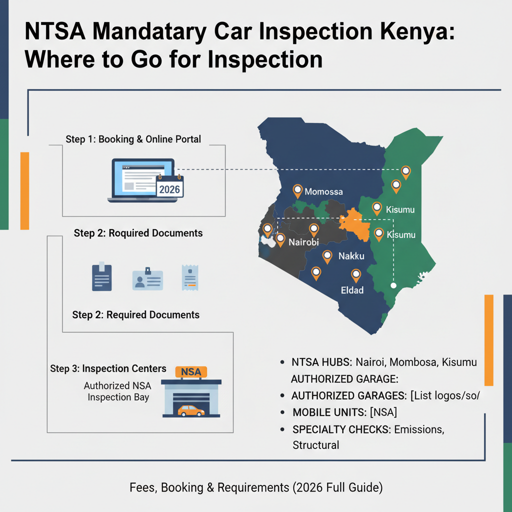 Logistics: Where to Go for Inspection - NTSA Mandatory Car Inspection Kenya: Full Guide to Fees, Booking & Requirements (2026)